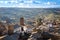 View of old town of Orvieto in Italy from above rooftops