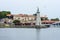 View of the old town, the seaport and the monument to St. Nicholas.