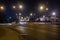 View for old town of Warsaw from Slasko-Dabrowski Bridge at night