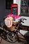 View of an old tradesman bicycle outside a sweet shop in Penarth, Wales on 23/03/2014