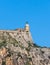View of Old Venetian Fortress of Corfu, Palaio Frourio, Kerkyra old town, Greece, Ionian sea islands, with the lighthouse, Clock
