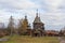 View of old wooden house. Late in the fall. Suzdal. Russia.