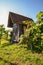 View on an old wooden hut in the vineyard, Southern Styria Austria