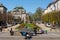 View on Ole Bull Plass street and park in Bergen, Norway