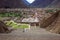 A view of Ollantaytambo town from the ruins
