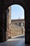 A view through one of the arches under Porta Aquila, a gate in the walled town of Soave