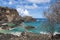 View of one of the small bays of Fernando de Noronha with its crystalline waters and small rocky islands