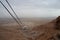 View onto cableway and lower level of Masada, Unesco heritage