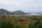 View onto the river and hills near Ploce in mist