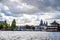 View from the Oosterdok harbor of the old city of Amsterdam