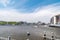 View of Oosterdok water with boats at Amsterdam