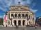 View of the opera oquare and the reconstructed house alte oper, or old opera, frankfurt am main, germany