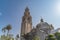 View of ornate California tower and dome of Museum of Man Balboa Park San Diego