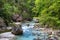 View of `Orrido dello Slizza` nature area in Tarvisio area. Friuli Venezia Giulia, Italy.