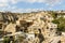 View of Ortahisar town old houses. Cappadocia. Turkey