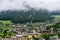 View of Ortisei Village in South Tyrol Italy after rain