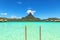 View at Otemanu mountain from luxury bungalow T Bora Bora island