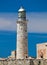 View othe lighthouse tower in El Morro in Havana,