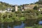 View from the other side of the river of the pre-Romanesque Church of San Pedro de Nora (9th century). Asturias, Spain.