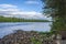 View of The Ounasjoki River in summer evening, Levi, Lapland, Finland