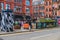 View of OUT HOUSE, a new outdoor space for public street art in Stevenson Square in the Northern Quarter of Manchester, UK