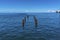 A view out to sea across jetty foundations at Wallilabou Anchorage, Saint Vincent