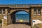 A view out to sea through the clifftop access at Sheringham, Norfolk, UK