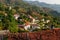 View over Agros village and the Troodos mountain range. Limassol District, Cyprus