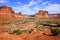 View over Arches National Park, with the Three Gossips and Organ formations, Utah, USA