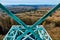 View over the arm of a cross of the Joseph Cross in the southern Harz Mountains, iron double cross in steel truss construction