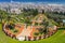 View over the Bahai Gardens and port in the background in Haifa, Israel, Middle East