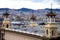 View over Barcelona city cloudy sky.