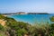 View over the bay and beach of Gerakas and the rocky peninsula, Zakynthos