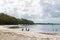 View over the beach in Jervis Bay Marine Park, city of Huskisson, NSW, Australia, a small coastal town well known as gateway to