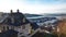 View over Bergen city and harbour from Floyen hill in Norway in Autumn