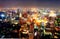 A view over the big asian city of Bangkok , Thailand at nighttime