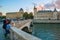 View over the bridge Pont en Change to the Ile de la Cite with in Paris, France