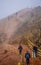 view over caldera of mount vesuvius volcano situated near italian city naples. this volcano caused total destruction of