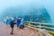 view over caldera of mount vesuvius volcano situated near italian city naples. this volcano caused total destruction of