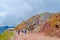 view over caldera of mount vesuvius volcano situated near italian city naples. this volcano caused total destruction of