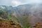 view over caldera of mount vesuvius volcano situated near italian city naples. this volcano caused total destruction of