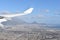 View over Cape Town by plane with the big Table Mountain, Signal Hill and Lions Head, South Africa