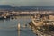 View over Chain Bridge and Danube river towards the Margaret Bridge, Budapest, Hungary