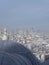 View over the city of Istanbul with the roof of a mosque in the foreground