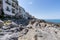 View over the coastline and residential buildings from Bastione di Capo Marchiafava bastion lookout point on a sunny day in Cefalu