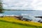 View over coastline, water waves and rocky shore in Kiama, NSW, Australia