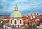 The view over the dome of Saint Francis of Assisi church and red