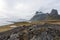 View over Eystrahorn mountain chain and Hvalnes beach next to the Ring road