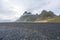 View over Eystrahorn mountain chain and Hvalnes volcanic beach next to the Ring road in Iceland.