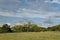 View over fields to Corfe Castle